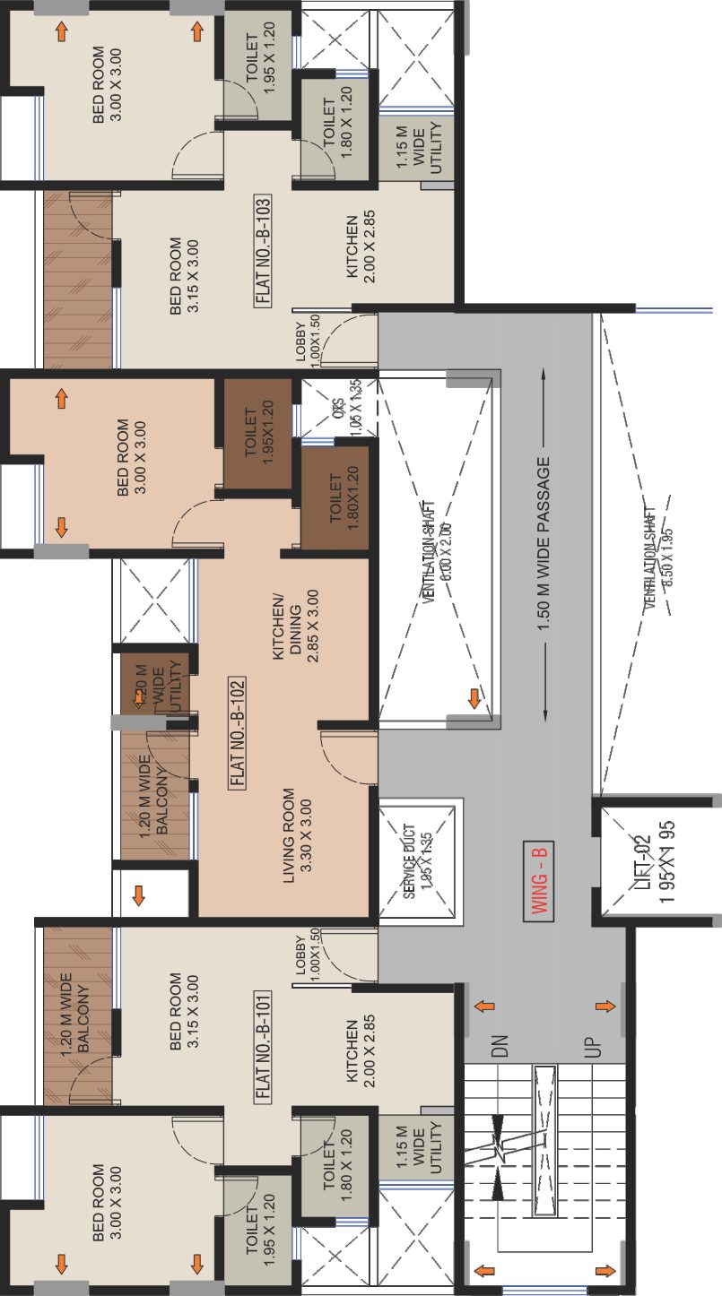 Residential wing — flat layouts